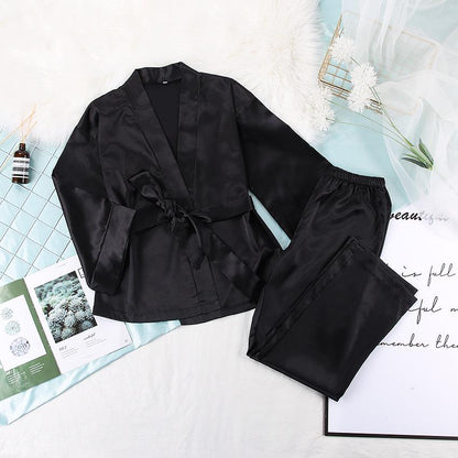 Women Satin Lace Up Fall Sleepwear Suits for Women