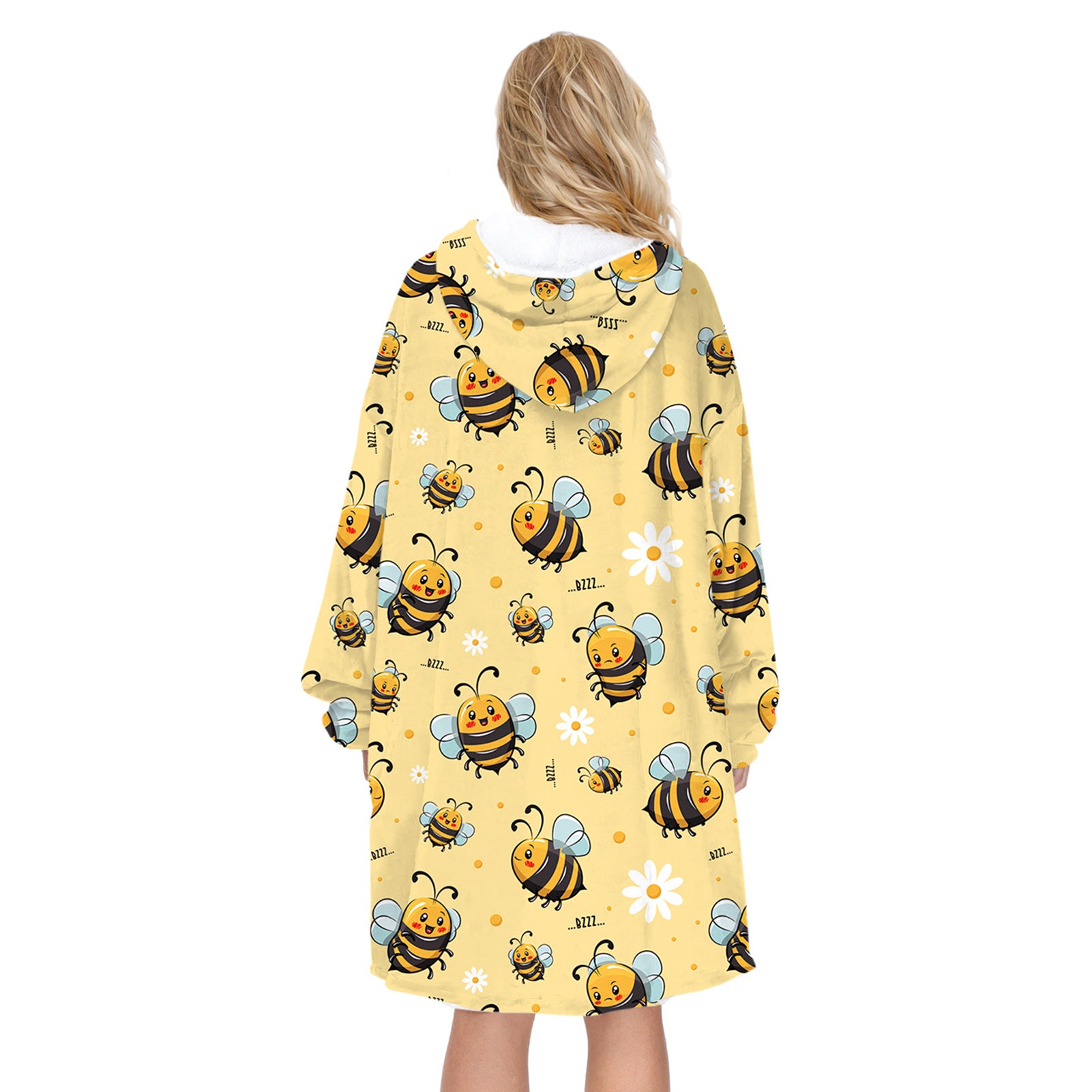 Soft Bee Print Lazy Wearable Watching TV Blanket
