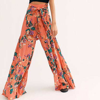 Casual Summer Floral Print Trumpet Pants for Women
