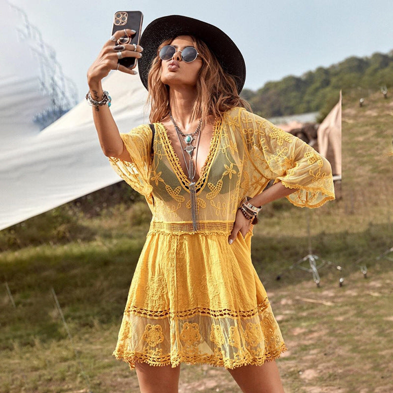 Summer Women Lace Beach Holiday Bikini Dresses