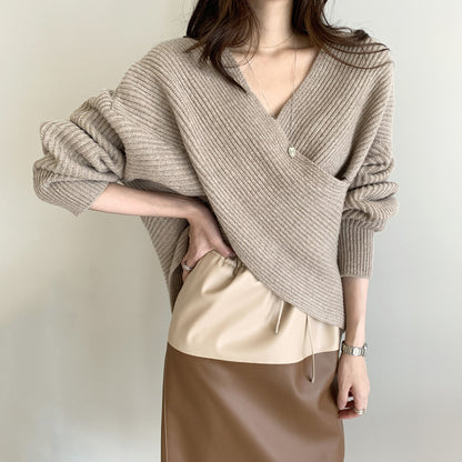 Designed Knitting Crossed Women Knitted Sweaters
