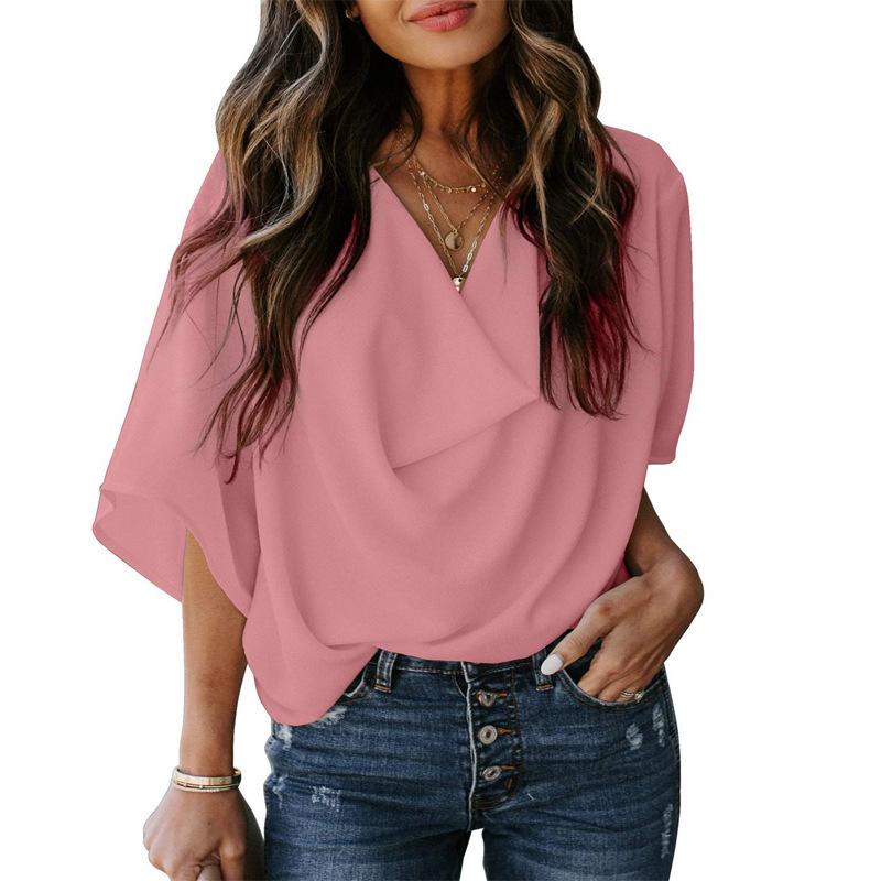 Summer Women Chiffon Leisure Blouses Shirts