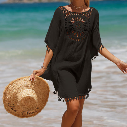 Summer Crochet Tassels Short Beach Cover Ups