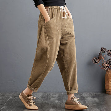 Women Plus Sizes Corduroy Pants