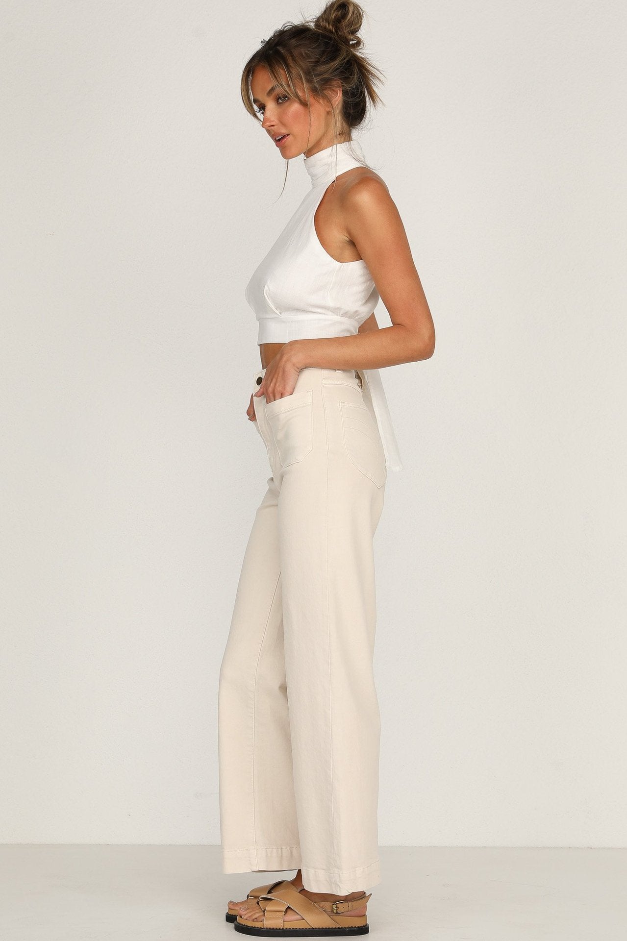Sexy Summer High Neck Backless Lace Up Crop Top