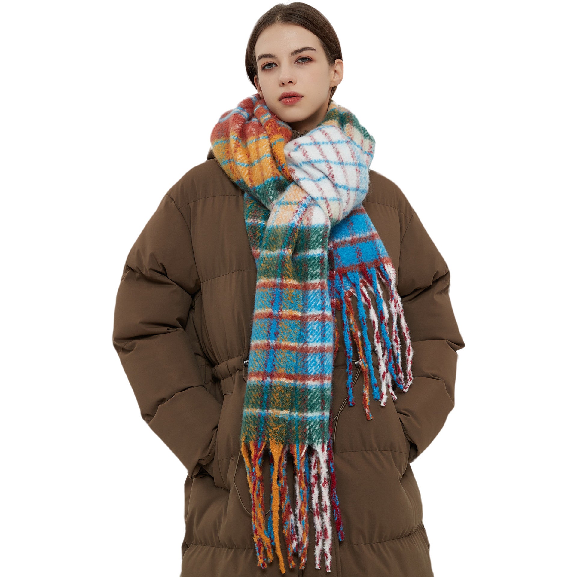 Casual Rainbow Print Winter Warm Shawl Scarves