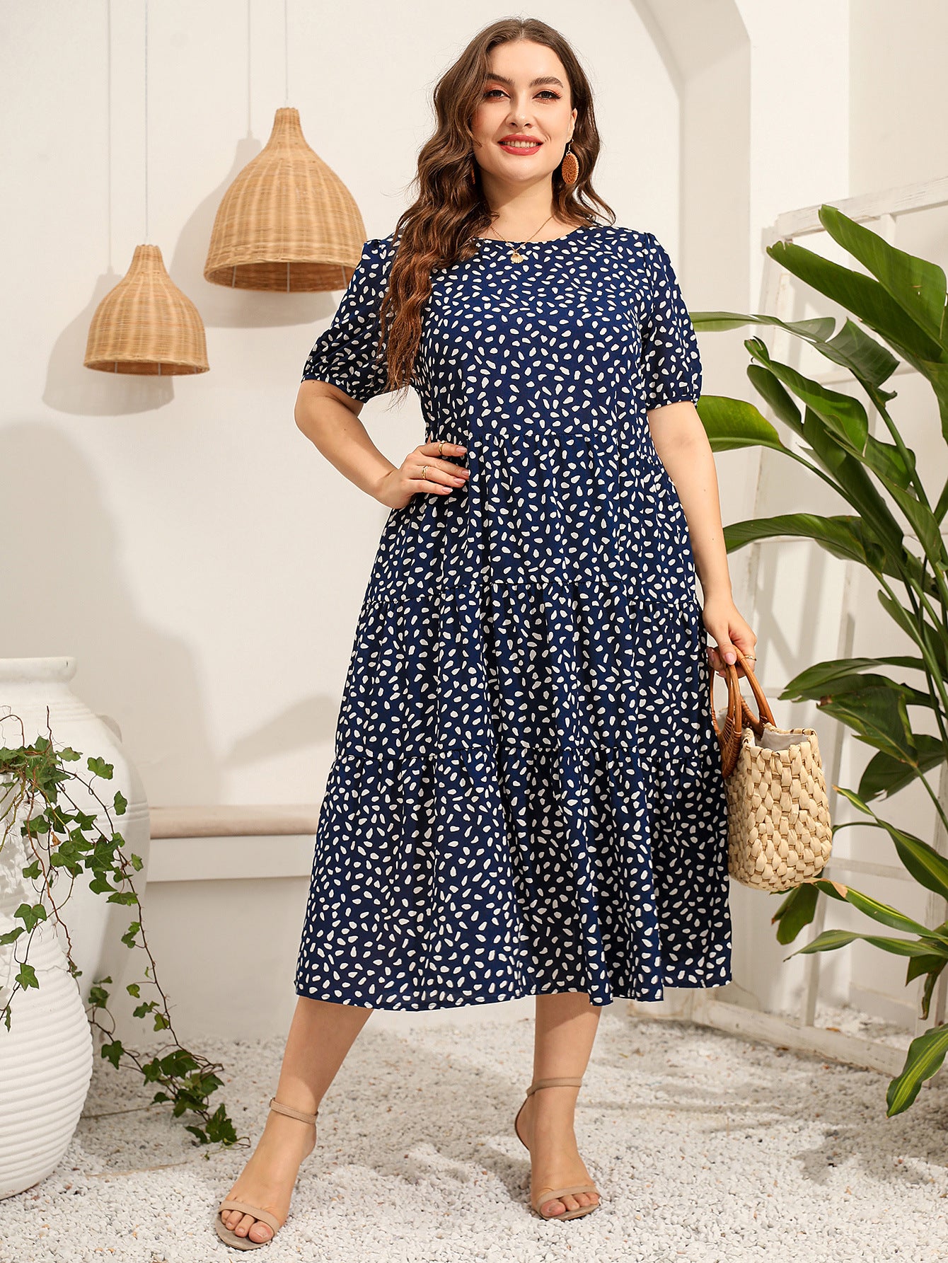 Women Short Sleeves Plus Sizes Dresses