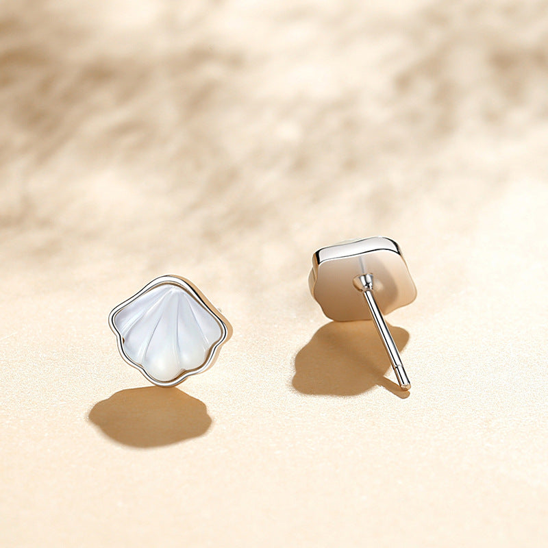 Shell Shape Silver Earring Studs for Women
