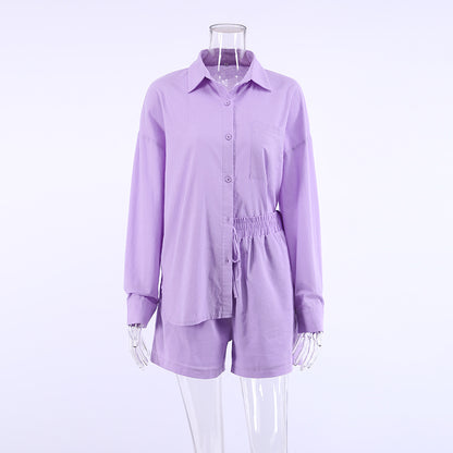 Casual Two Pieces Shirts and Shorts Summer Women Suits