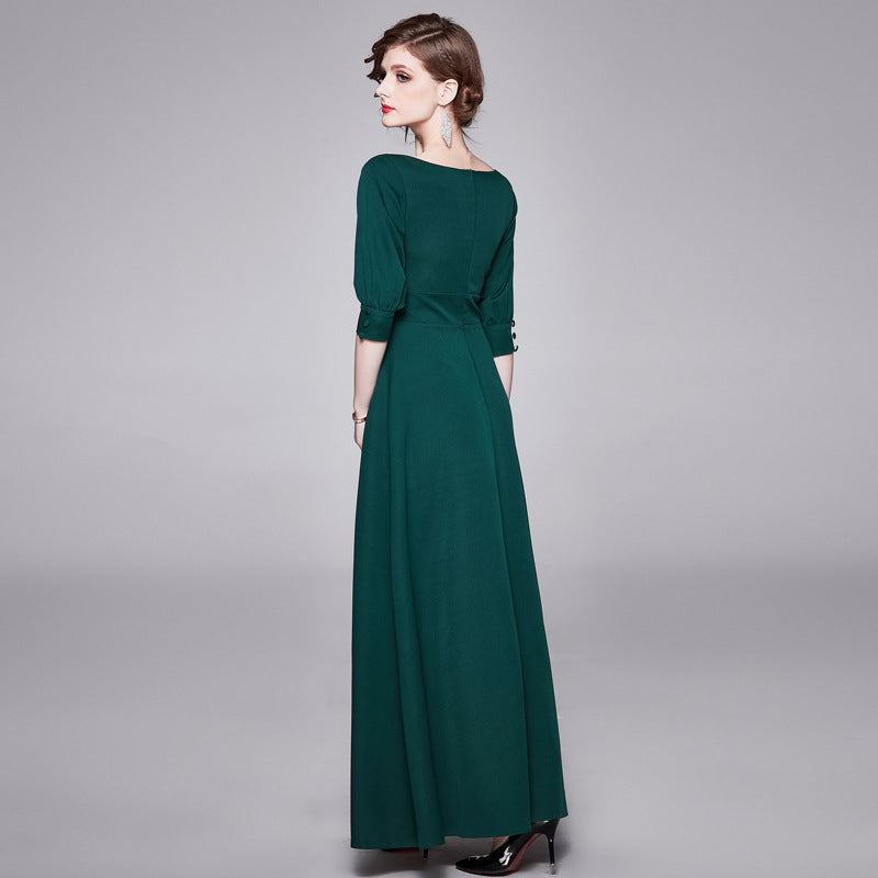 Elegant V Neck Long Evening Party Dresses