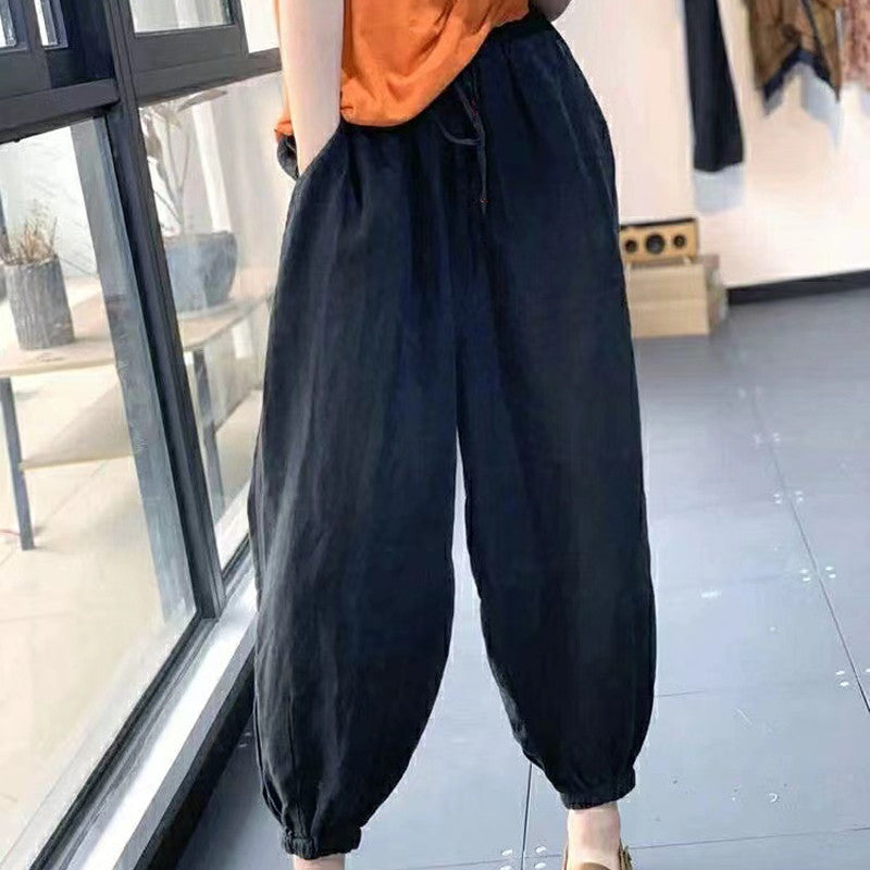 Vintage Linen Plus Sizes Women Harem Pants
