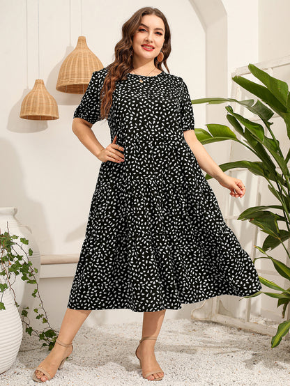 Women Short Sleeves Plus Sizes Dresses