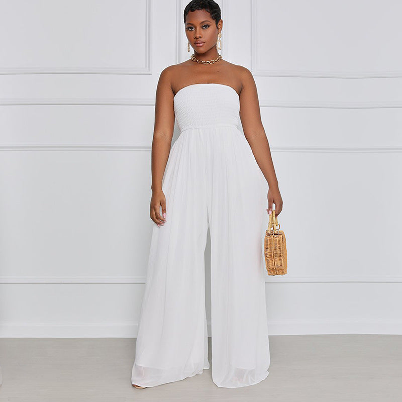 Sexy Strapless High Waist Chiffon Summer Jumpsuits