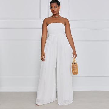 Sexy Strapless High Waist Chiffon Summer Jumpsuits