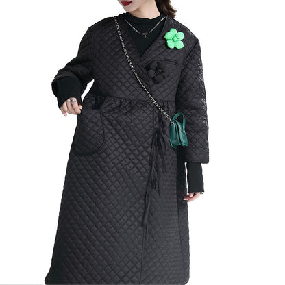 Black Cotton Winter Women Overcoats