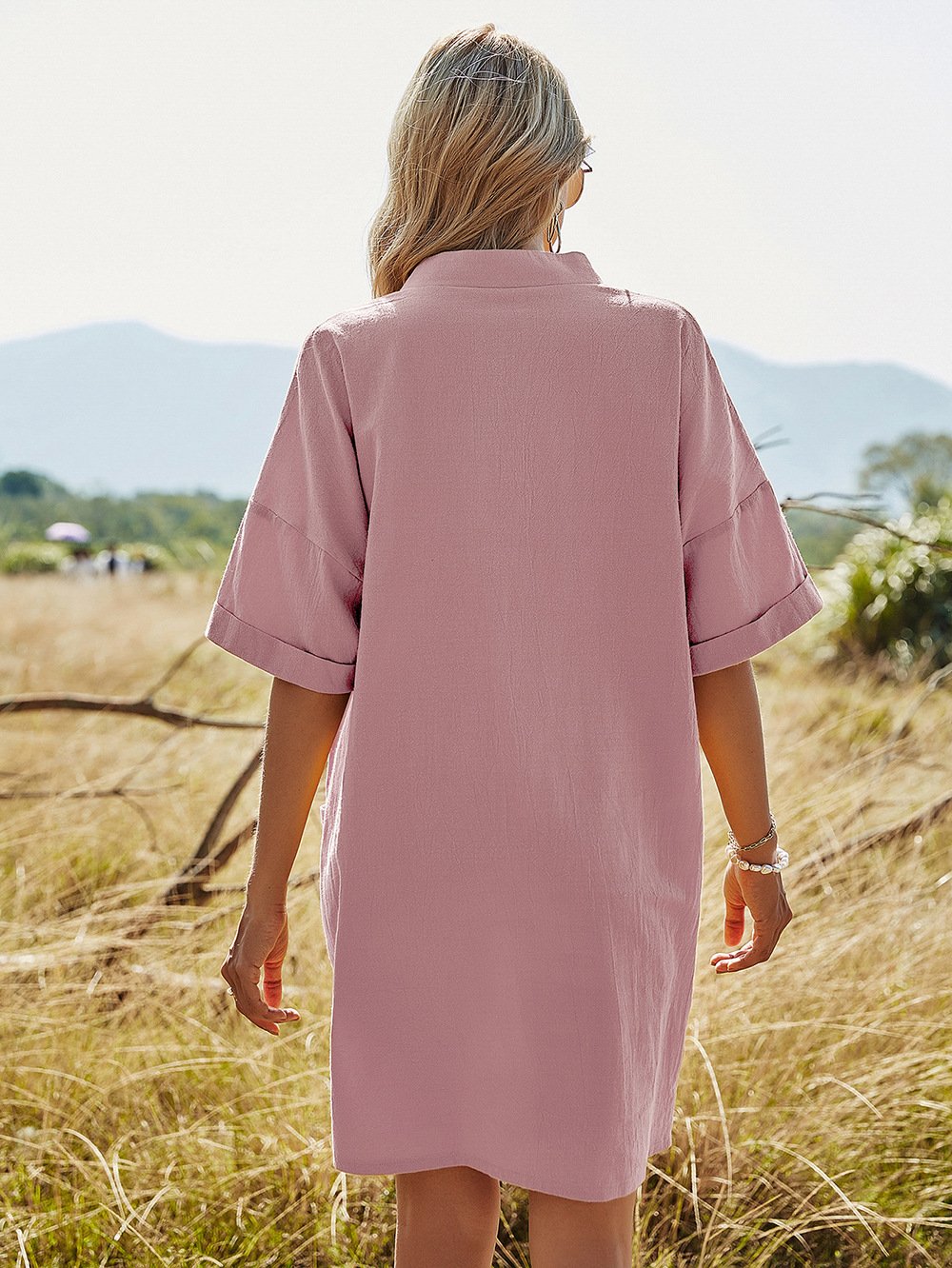 Casaul Short Sleeves Pocket Short Sleeves Dresses-STYLEGOING