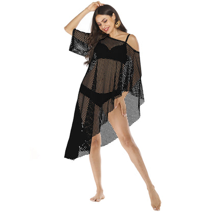 Irregular Off The Shoulder See Through Summer Beach Cover Ups