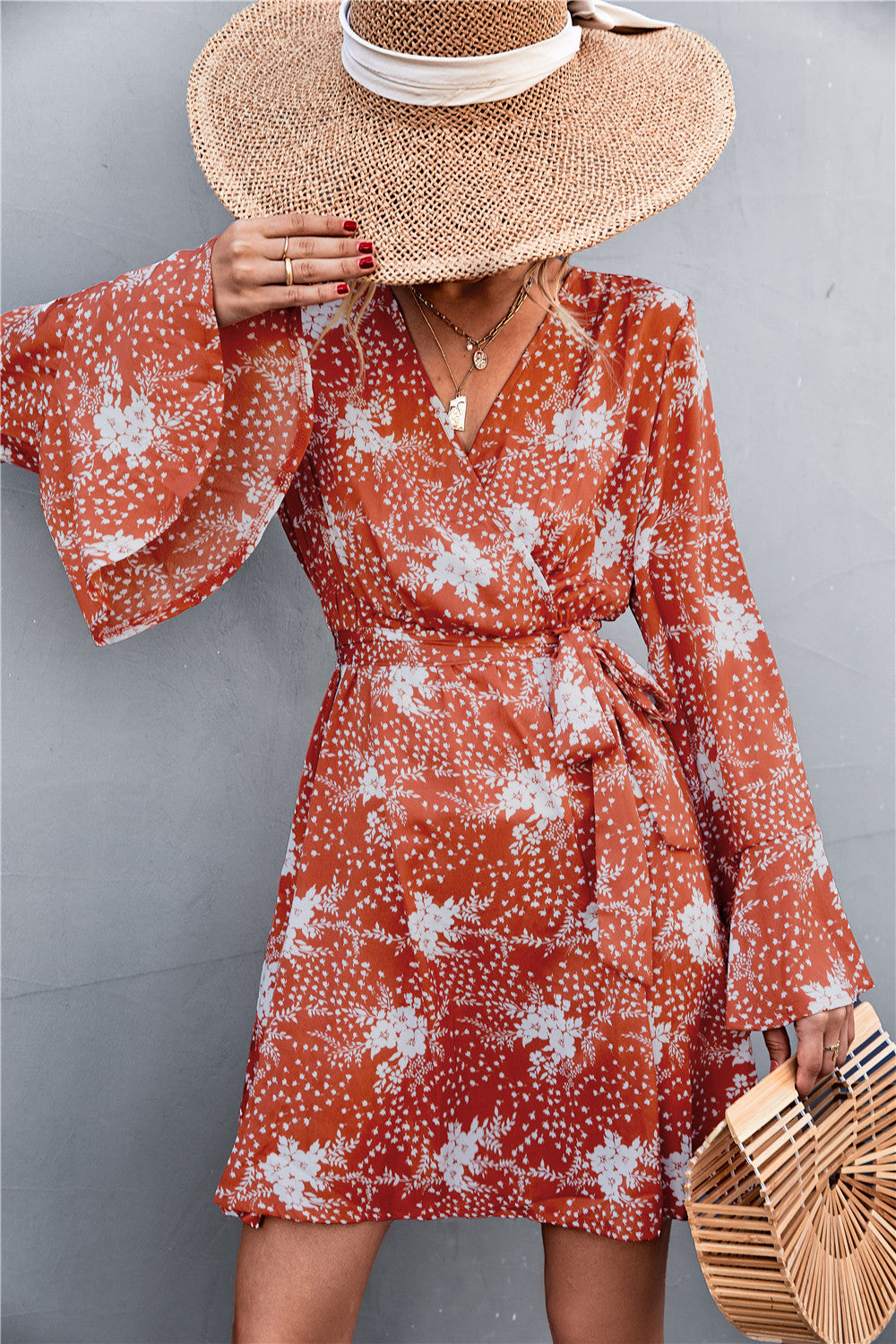 Casual Trumpet Sleeves Bangdage Dresses