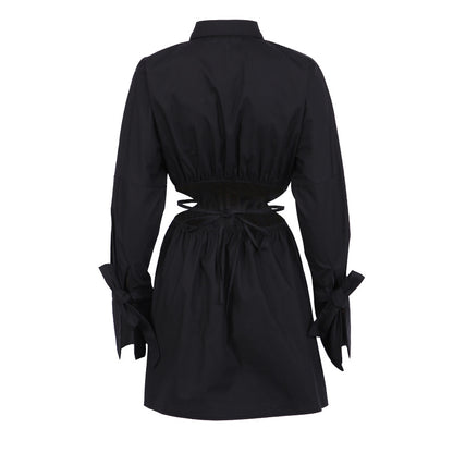 Sexy Waist Baring Long Sleeves Women Short Shirts Dresses