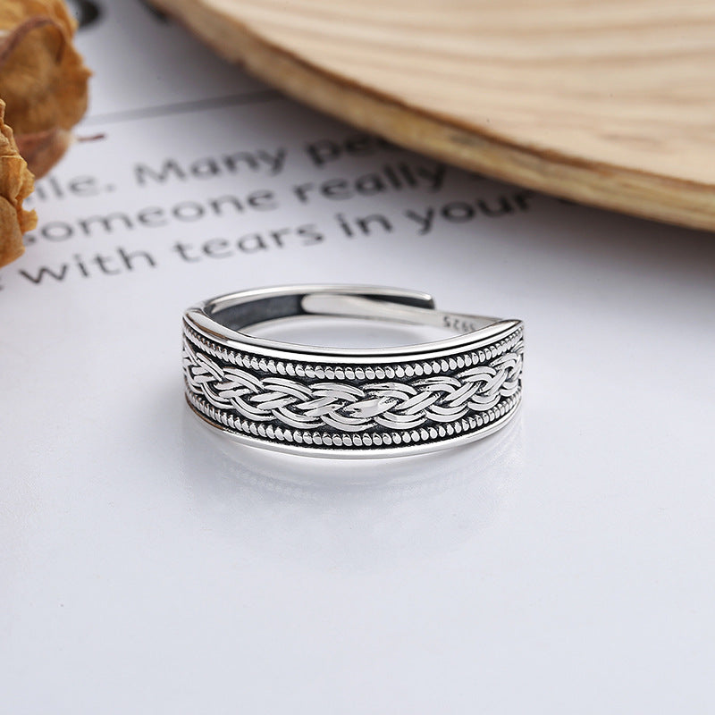 Vintage Twist Design Punk Style Silver Rings