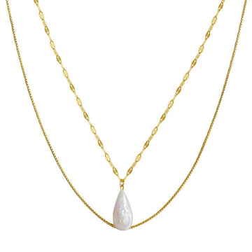 Water Drop Pearl Design Sterling Silver Necklaces