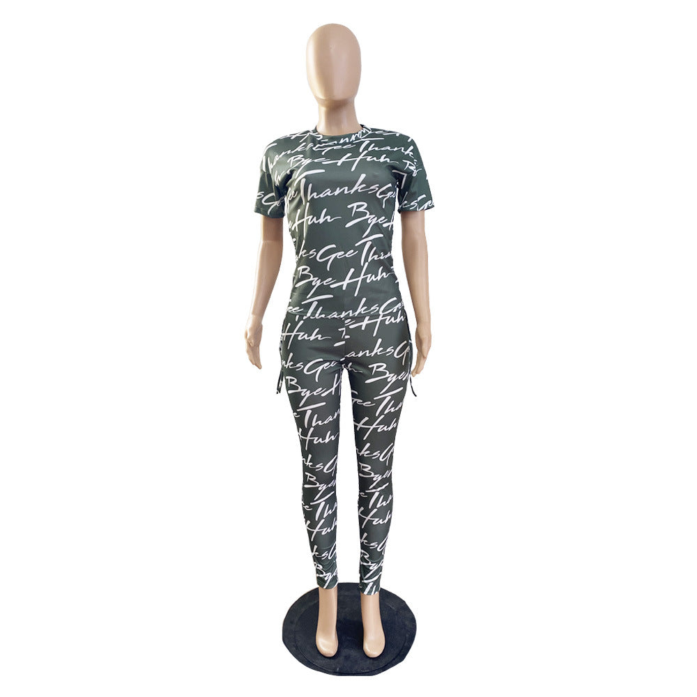 Sexy Summer Short Sleeves Two Pieces Suits
