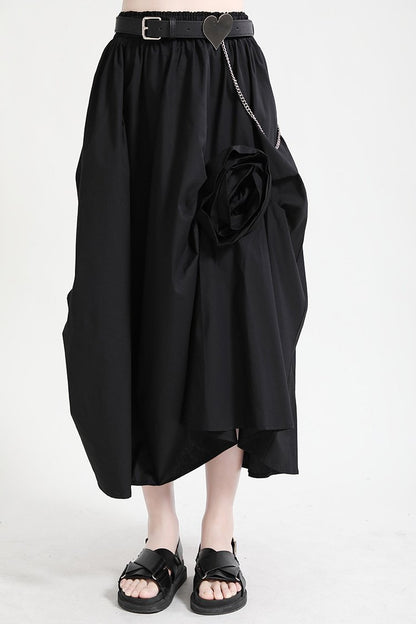Casual 3D Flower Decoration Women Skirts