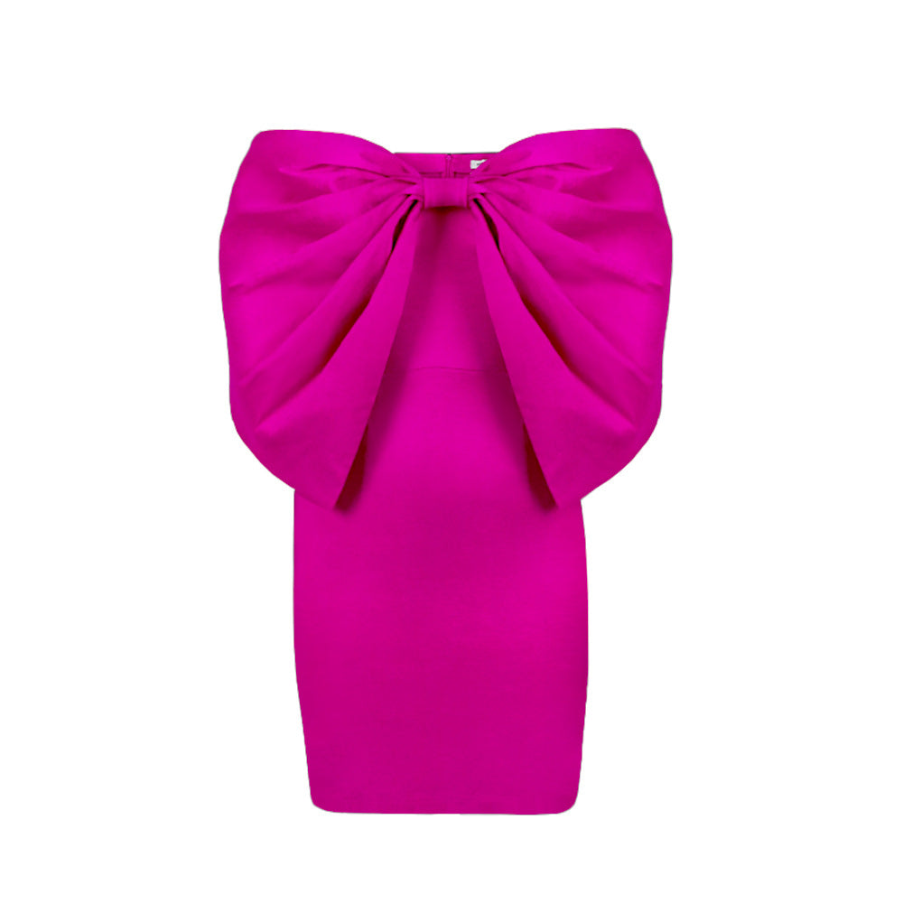 Designed Strapless Bowknot Design Party Sheath Dresses