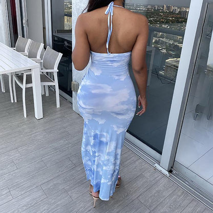 Sexy Summer Halter Sheath Split Front Dresses-STYLEGOING