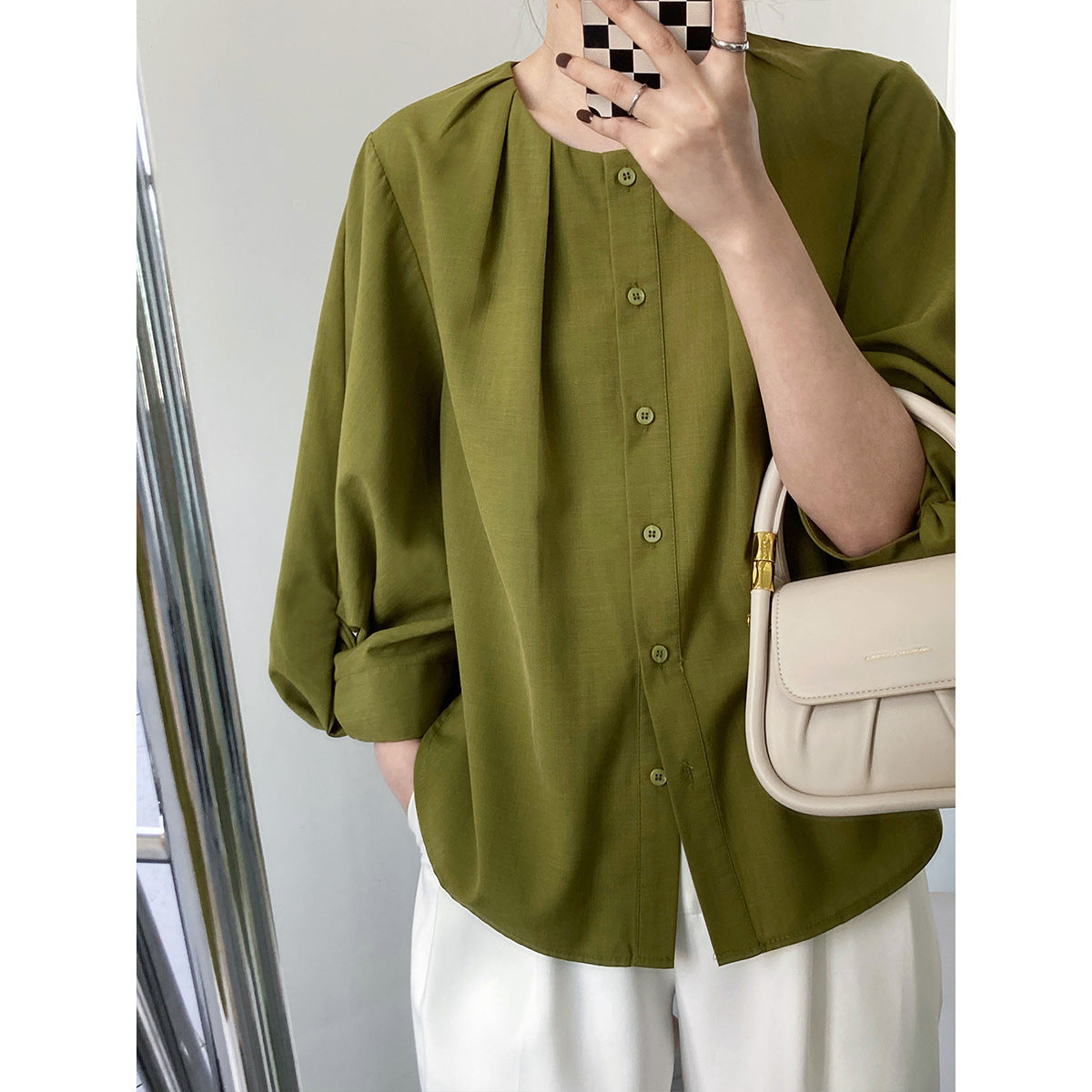 Elegant Linen Women Long Sleeves Blouses Shirts