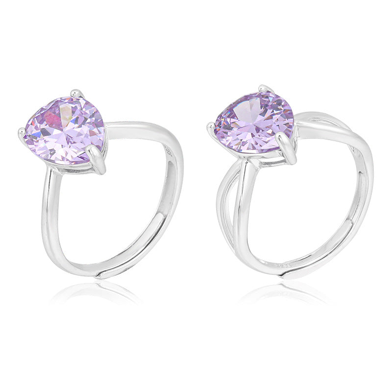 Fashion Sterling Silver Colorful Zircon Rings