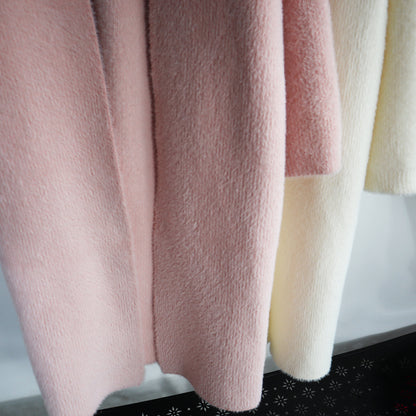 Classy Women Mink Wool Design Long Outerwear