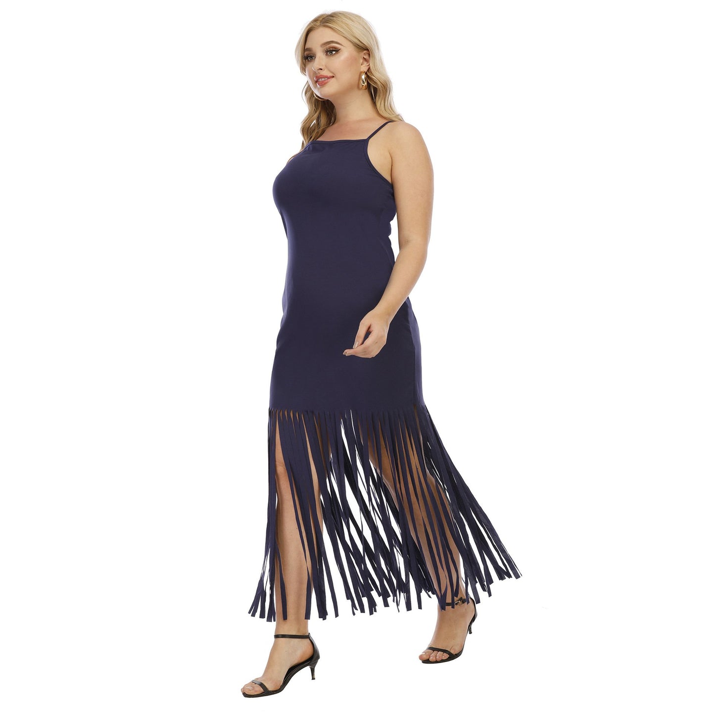Women Tassel Sheath Sexy Plus Size Dresses-STYLEGOING