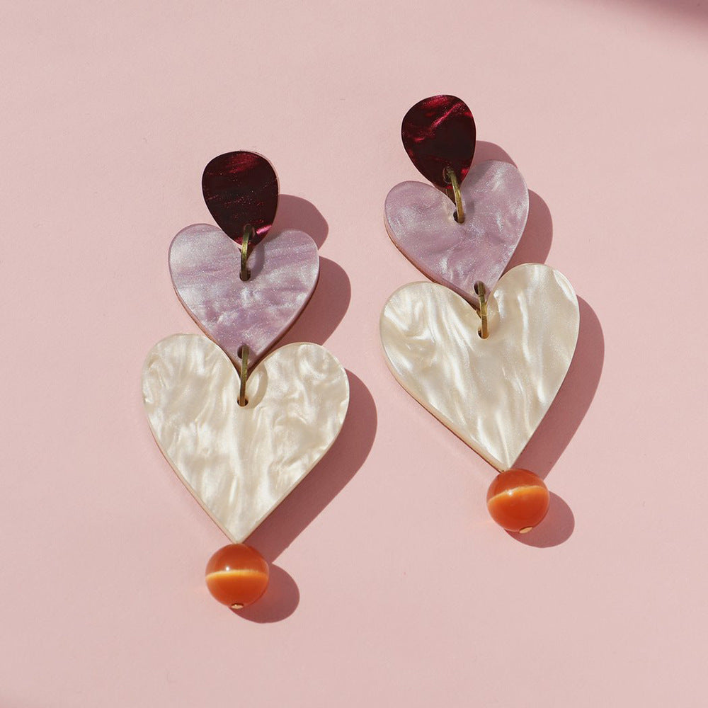 Vintage Acrylic Sweetheart Design Earrings for Women