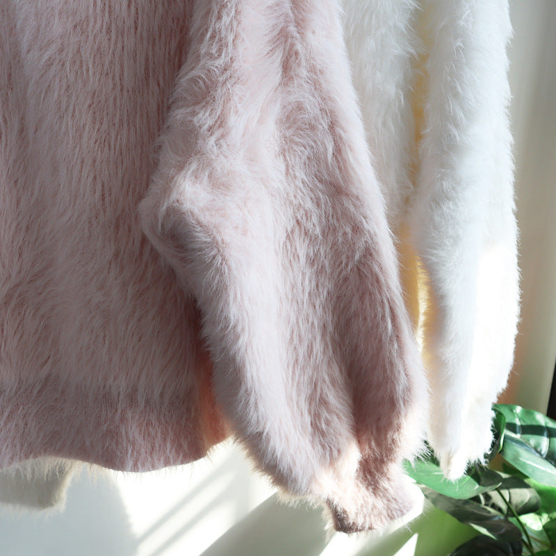 Warm Mink Wool Knitting Women Overcoat