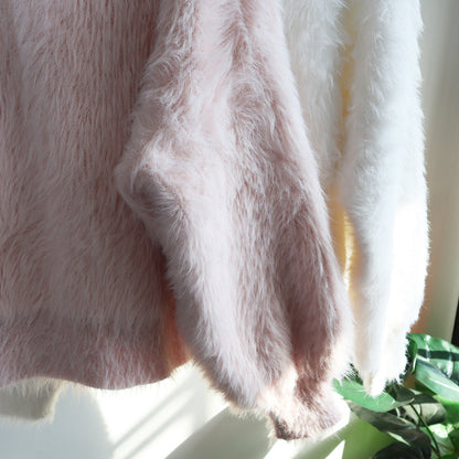 Warm Mink Wool Knitting Women Overcoat