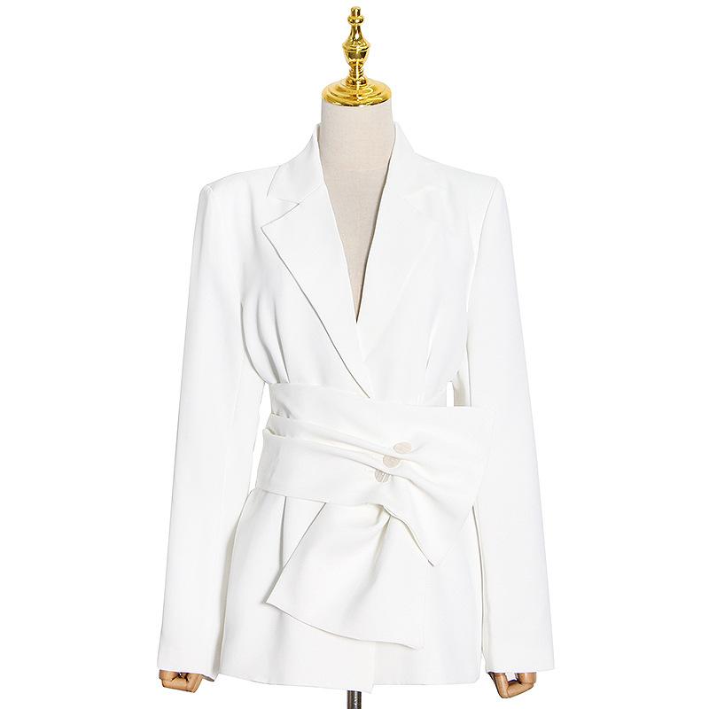 Luxury classsy white blazers with Belt-STYLEGOING