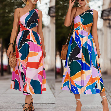 Sexy One Shoulder Summer Long Daily Dresses