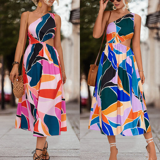 Sexy One Shoulder Summer Long Daily Dresses