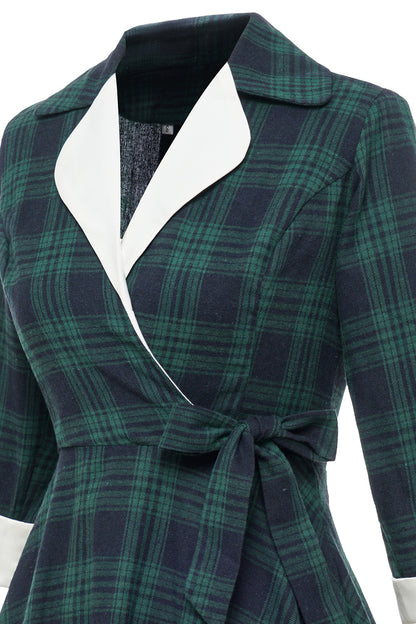 Vintage Plaid Long Sleeves Blazer Women Dresses