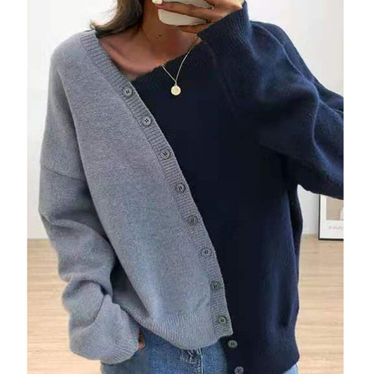 Casual Contrast Long Sleeves Knitting Sweaters