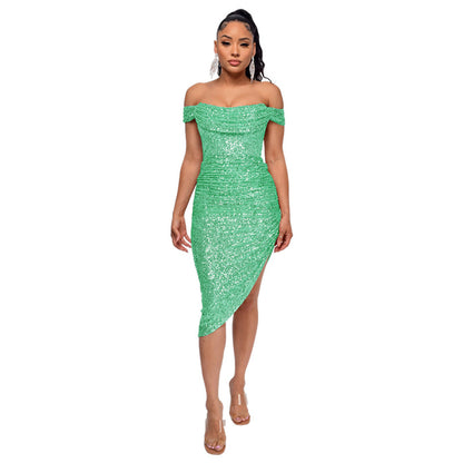 Sexy Off The Shoulder Sequined Mini Cocktail Dresses