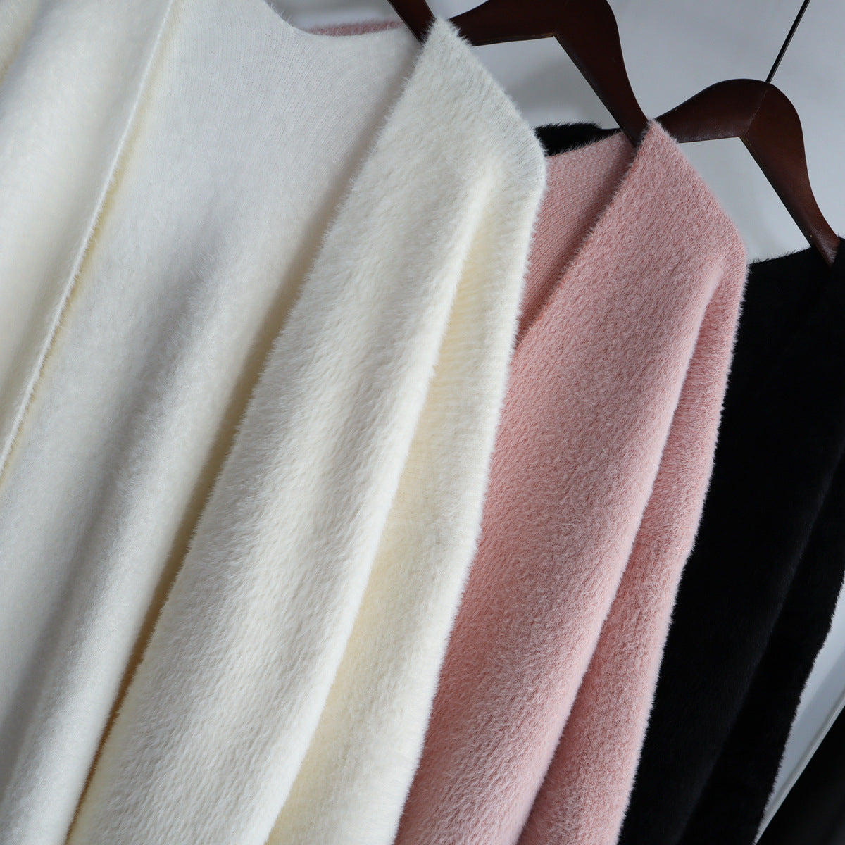 Classy Women Mink Wool Design Long Outerwear