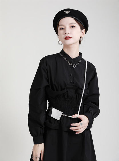 Women Ruffled Slim Waist Long Sleeves Fall Dresses
