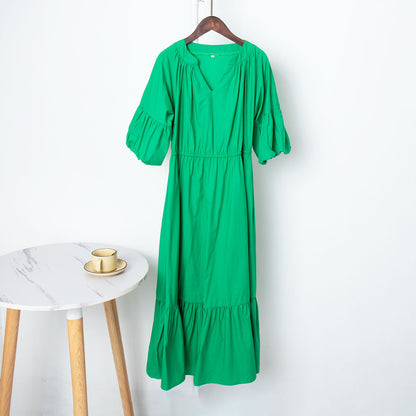 Women High Waist A Line Midi Dresses
