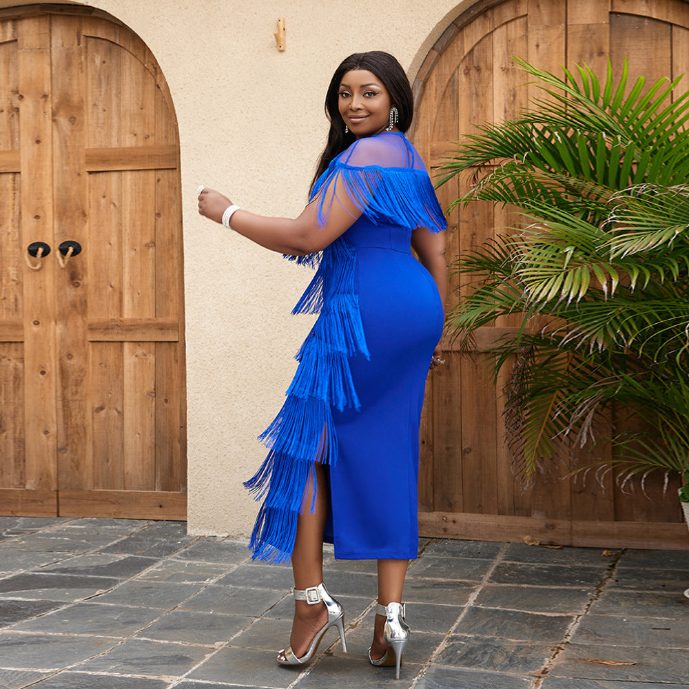 Women Tassels Plus Sizes Party Dresses