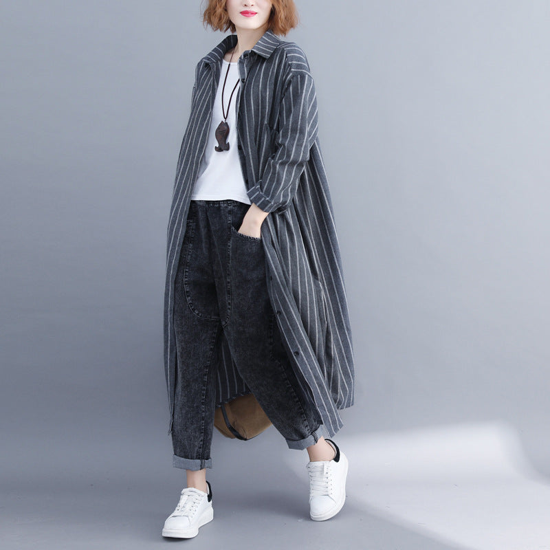 Fashion Linen Plus Sizes Fall Shirts Coats
