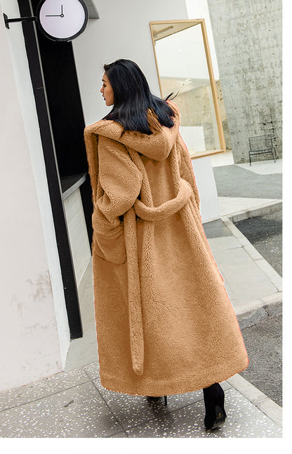 Luxury Women Fashion Long Fur Overcoat for Winter