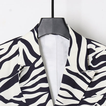 Women Zebra Print Office Lady Blazer Coats