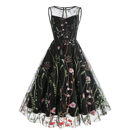 Vintage Sleeveless Embroidery Dresses